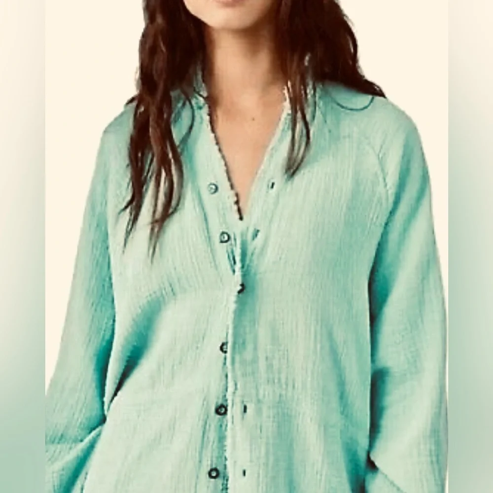 We The Free Summer Daydream Buttondown Tunic Free People New With Tags Green‎